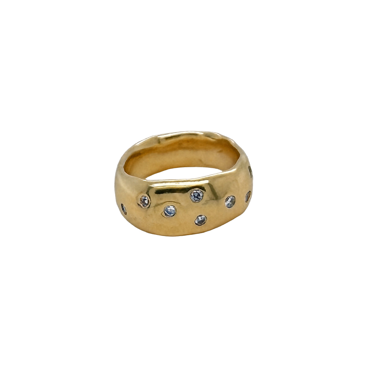 Wide  Band in 14k Gold with Sapphires  - Custom