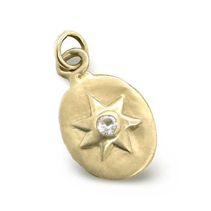 MINI OVAL AND STAR CHARM IN 14K GOLD