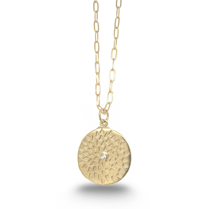 TATTY BURST NECKLACE IN GOLD ON PAPERCLIP CHAIN