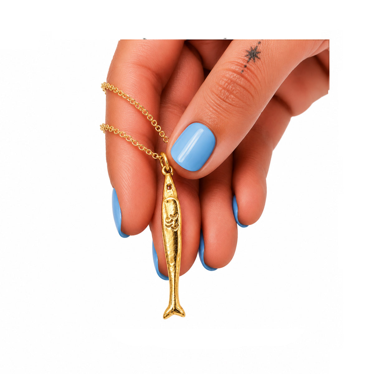 Skinny Fish Necklace In Gold Plate