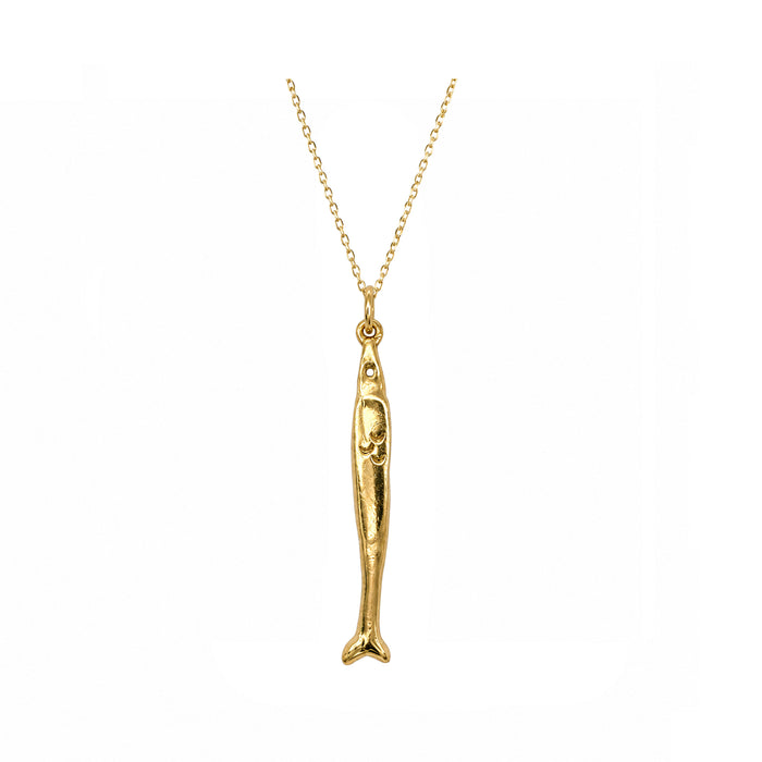 Skinny Fish Necklace In Gold Plate