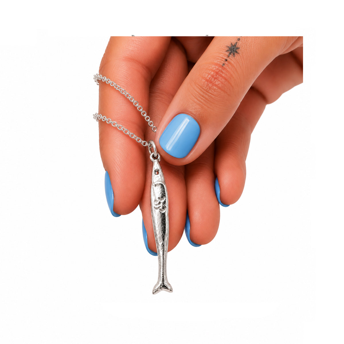 Skinny Fish Pendant in Silver