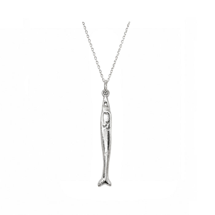 Skinny Fish Necklace In Silver