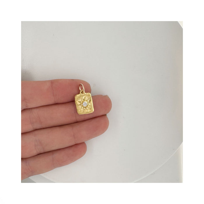 Mini Rectangle Sun Print Necklace iIn Gold Plate