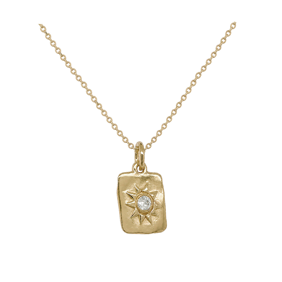 Mini Rectangle Sun Print Necklace iIn Gold Plate