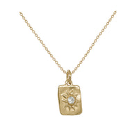 Mini Rectangle Sun Print Necklace iIn Gold Plate