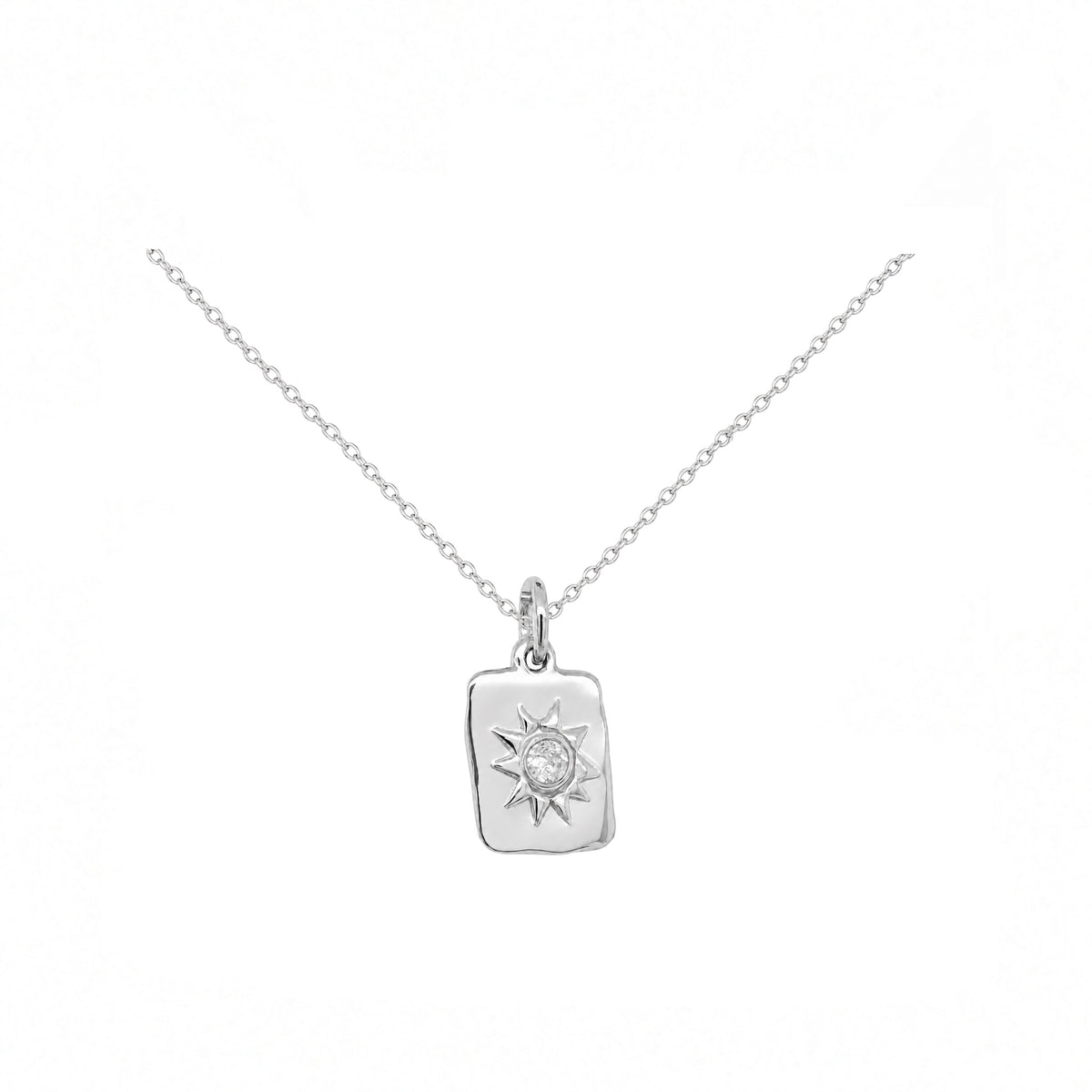Mini Rectangle Sun Print Necklace in Silver