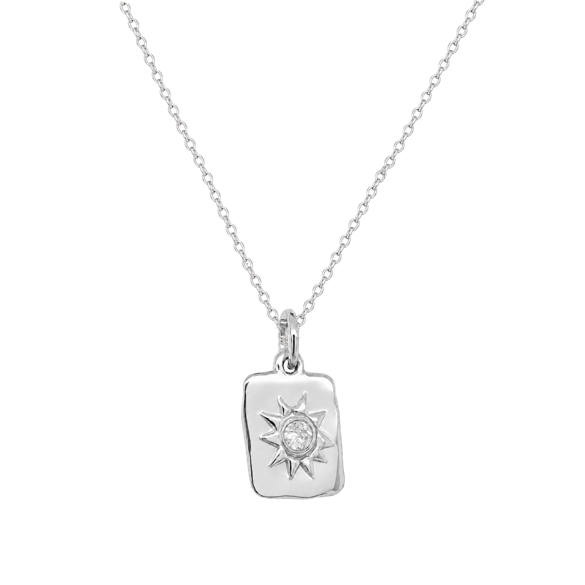 Mini Rectangle Sun Print Necklace in Silver