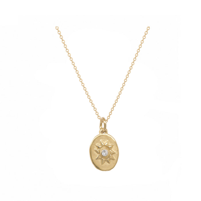 Selena Mini Oval Sun Print Necklace In Gold Plate