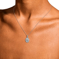 Selena Mini Oval Sun Print Necklace In Silver