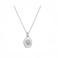 Selena Mini Oval Sun Print Necklace In Silver
