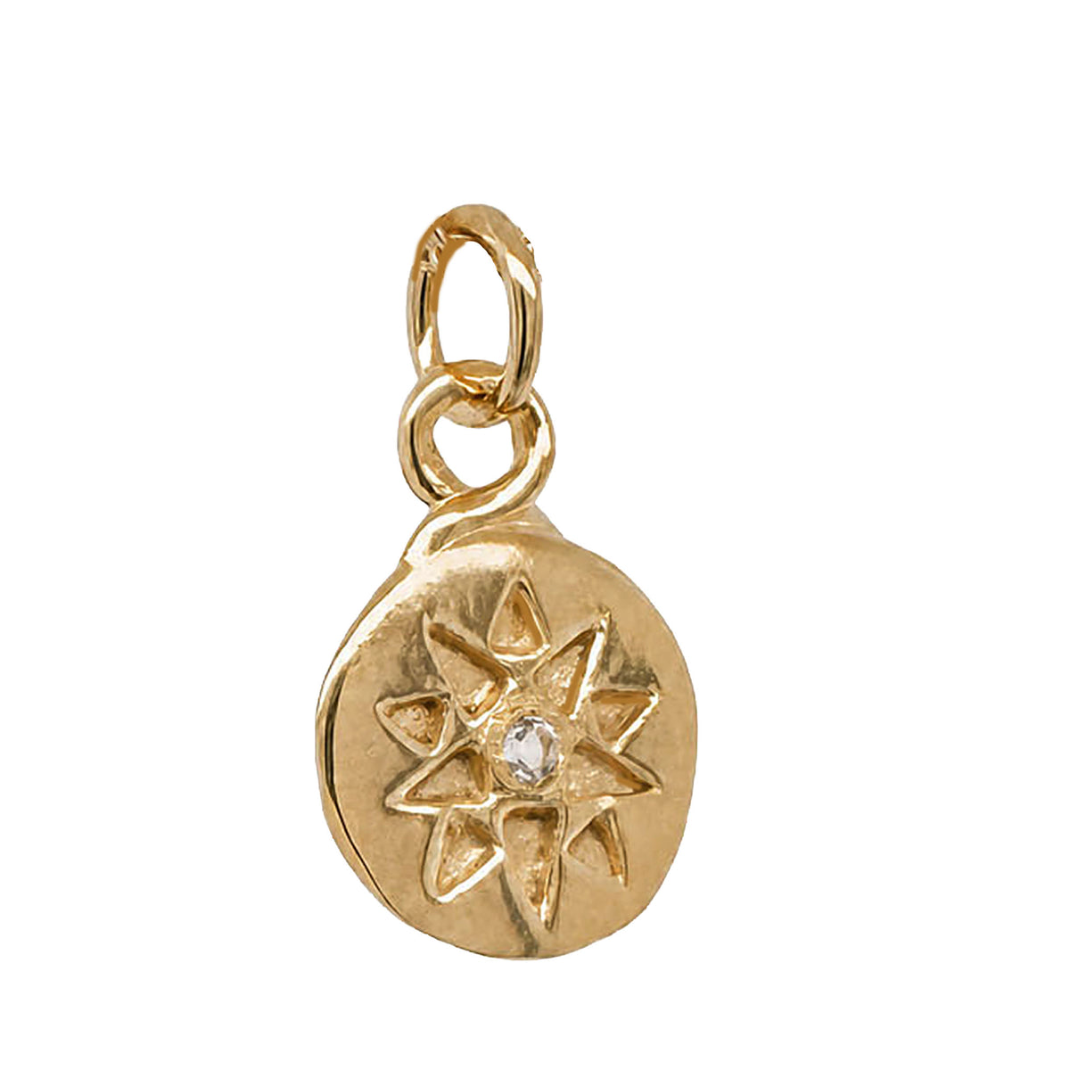 Mini Star and Sapphire Charm in 14k Gold