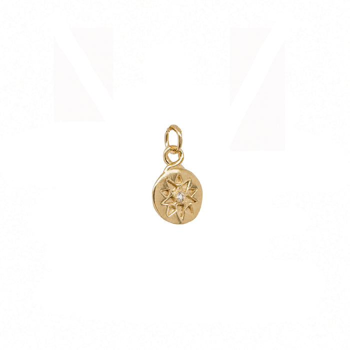 Mini Star and Sapphire Charm in 14k Gold