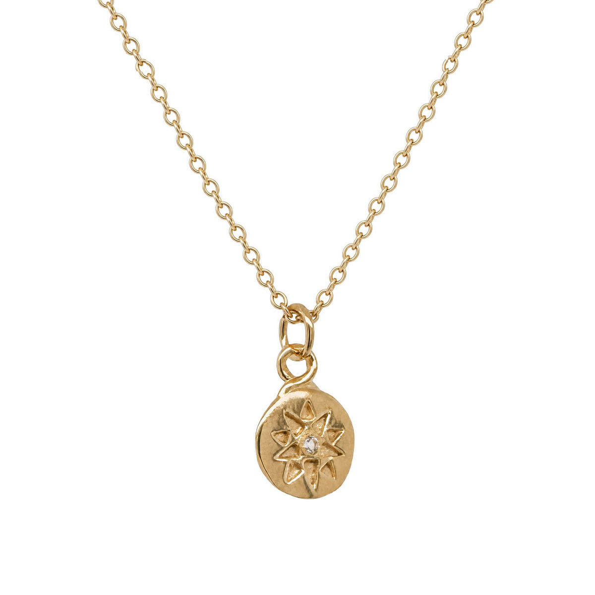 Mini Star Imprint and Sapphire Necklace In Gold Plate