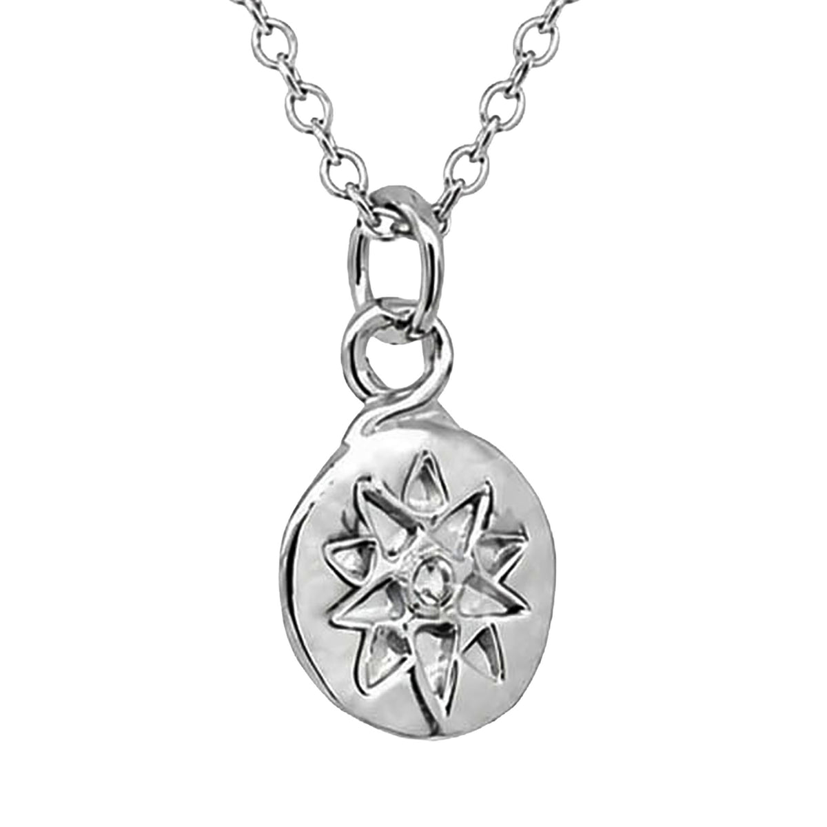 Mini Star Imprint and Sapphire Necklace In Silver