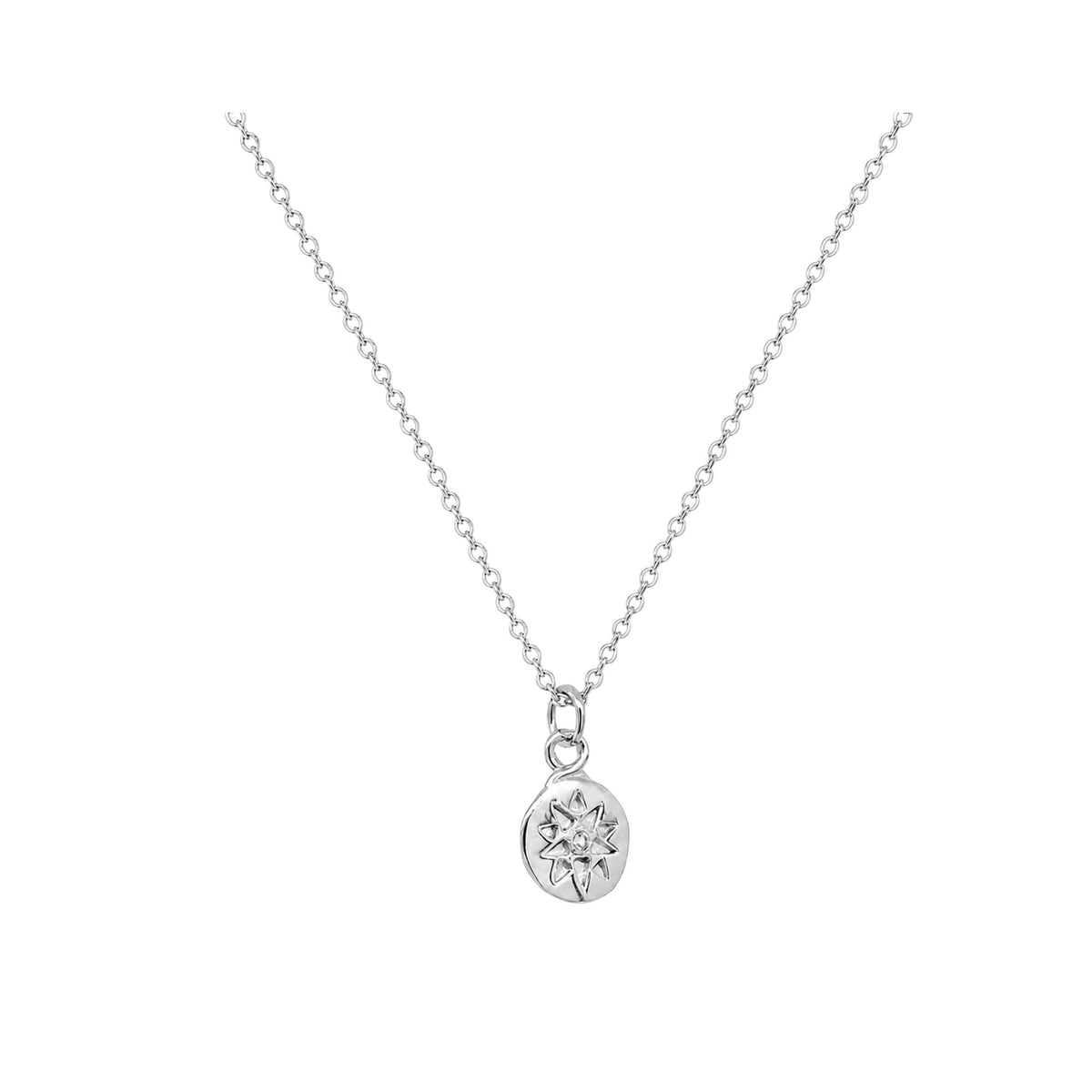 Mini Star Imprint and Sapphire Necklace In Silver