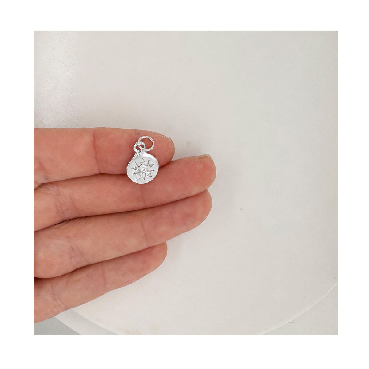 Mini Star Imprint and Sapphire Charm In Silver
