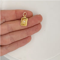 Mini Tag Star and Sapphire Charm Necklace In Gold Plate
