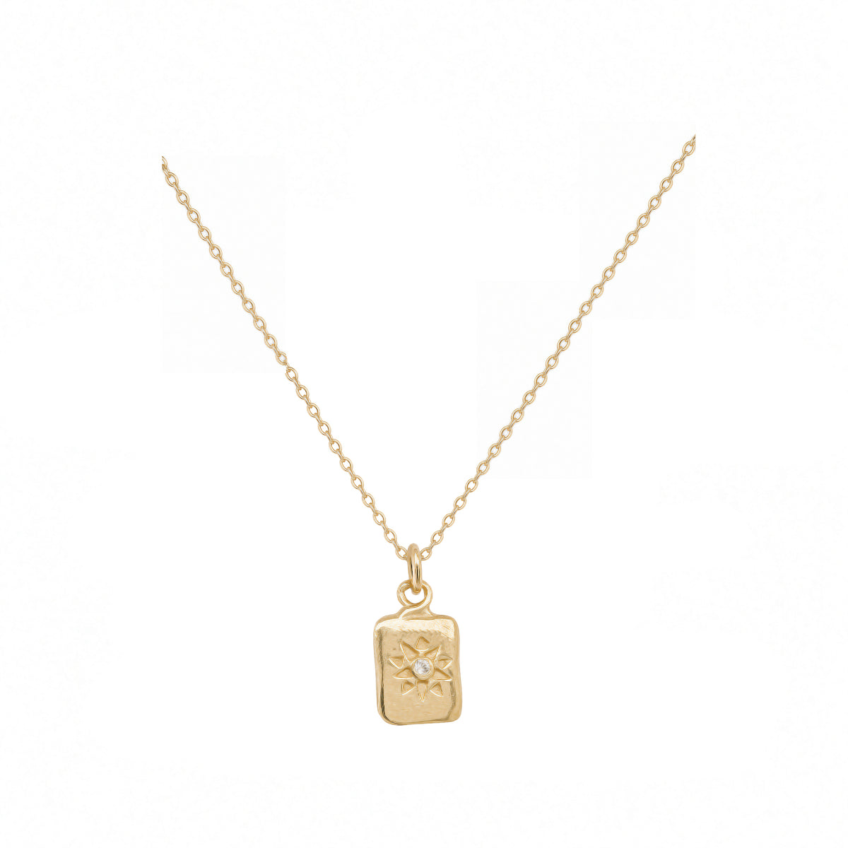 Mini Tag Star and Sapphire Charm Necklace In Gold Plate