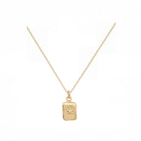 Mini Tag Star and Sapphire Charm Necklace In Gold Plate