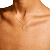 Mini Tag Star and Sapphire Charm Necklace In Gold Plate