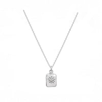 Mini Tag Star and Sapphire Charm Necklace In Silver