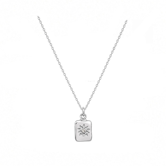 Mini Tag Star and Sapphire Charm Necklace In Silver