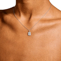 Mini Tag Star and Sapphire Charm Necklace In Silver