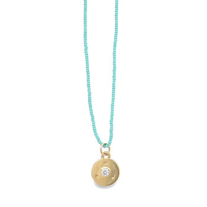 Simple Everyday Mini Charm on Turquoise Beads