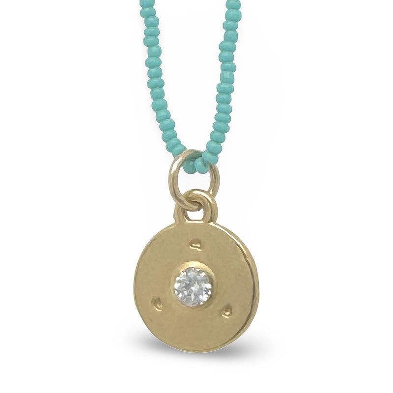 Simple Everyday Mini Charm on Turquoise Beads