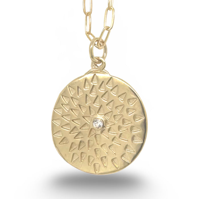 TATTY BURST NECKLACE IN GOLD ON PAPERCLIP CHAIN