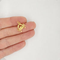 Small Crab Charm Necklace In Gold Plate