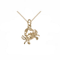 Small Crab Charm Necklace In Gold Plate