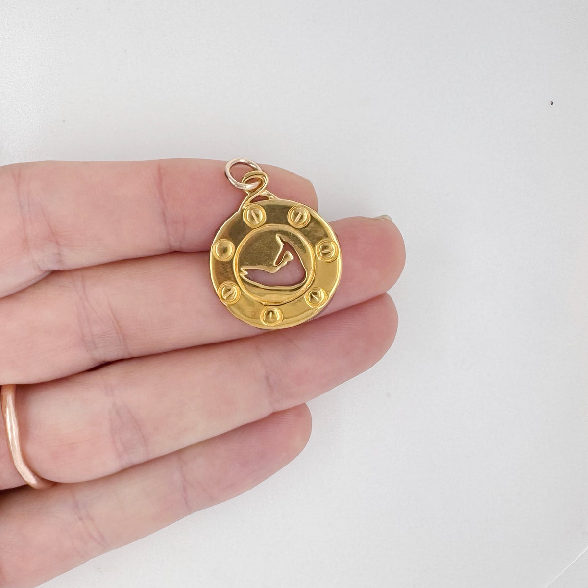 Nantucket Steamship Porthole Necklace in Gold Plate