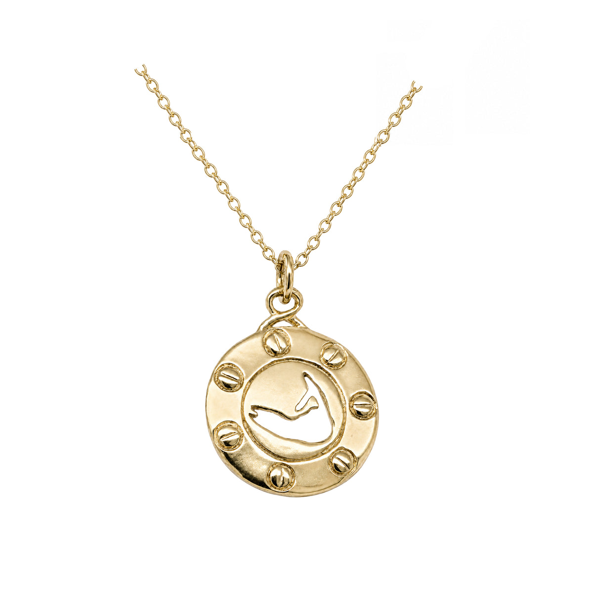 Nantucket Steamship Porthole Necklace in Gold Plate