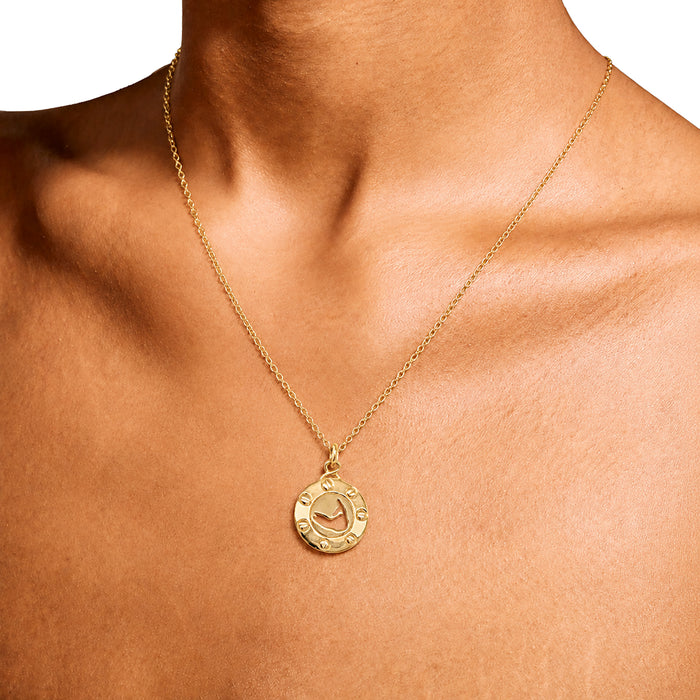 Nantucket Steamship Porthole Necklace in Gold Plate