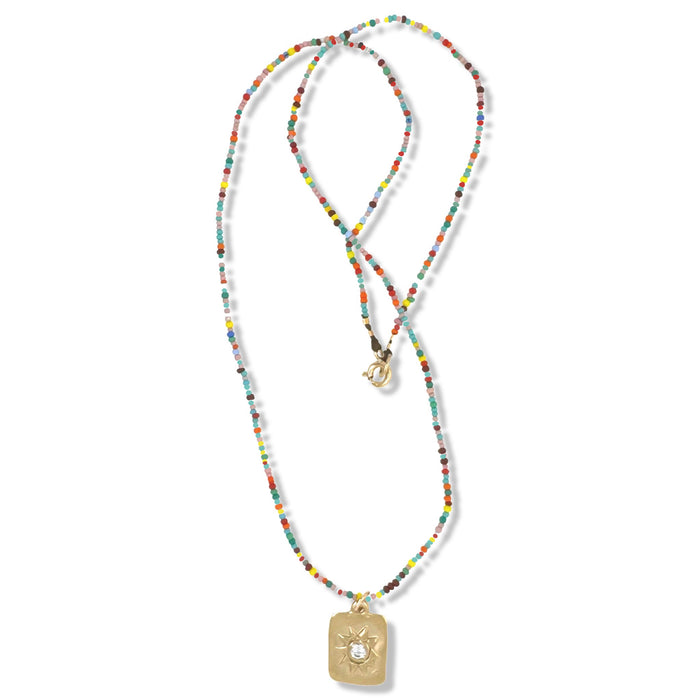 Ash Necklace in Gold on Multi Color beads By Keely Smith Jewelry Designs