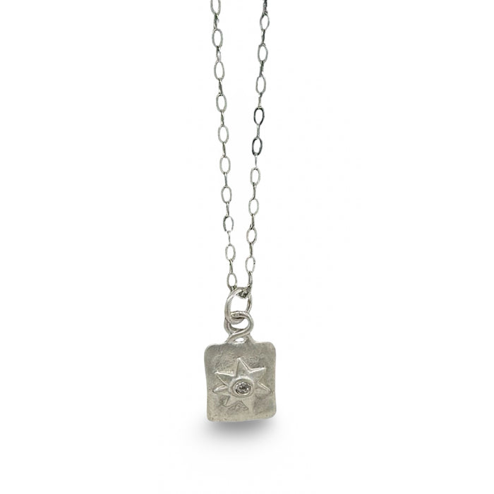 Mini Silver Dog Tag with Star on in Silver
