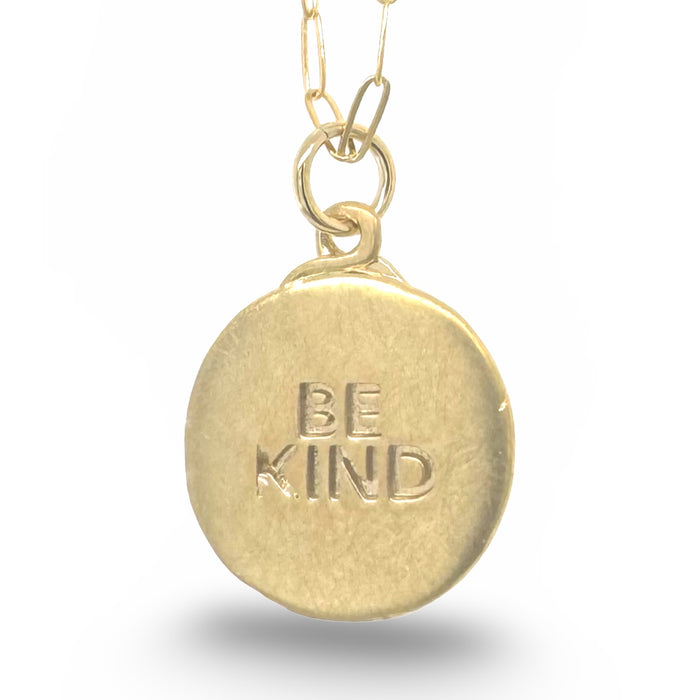 BE KIND STAMPED DISC GOLD NECKLACE