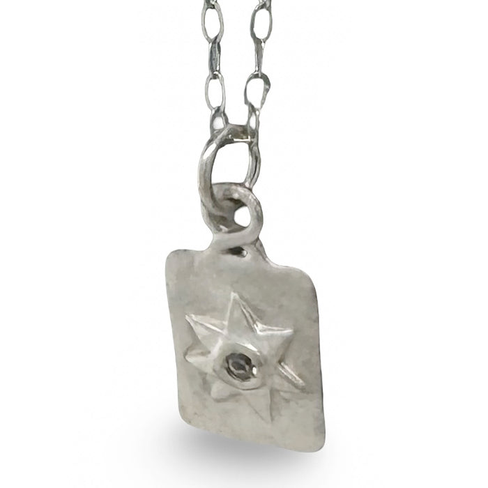 Mini Silver Dog Tag with Star on in Silver