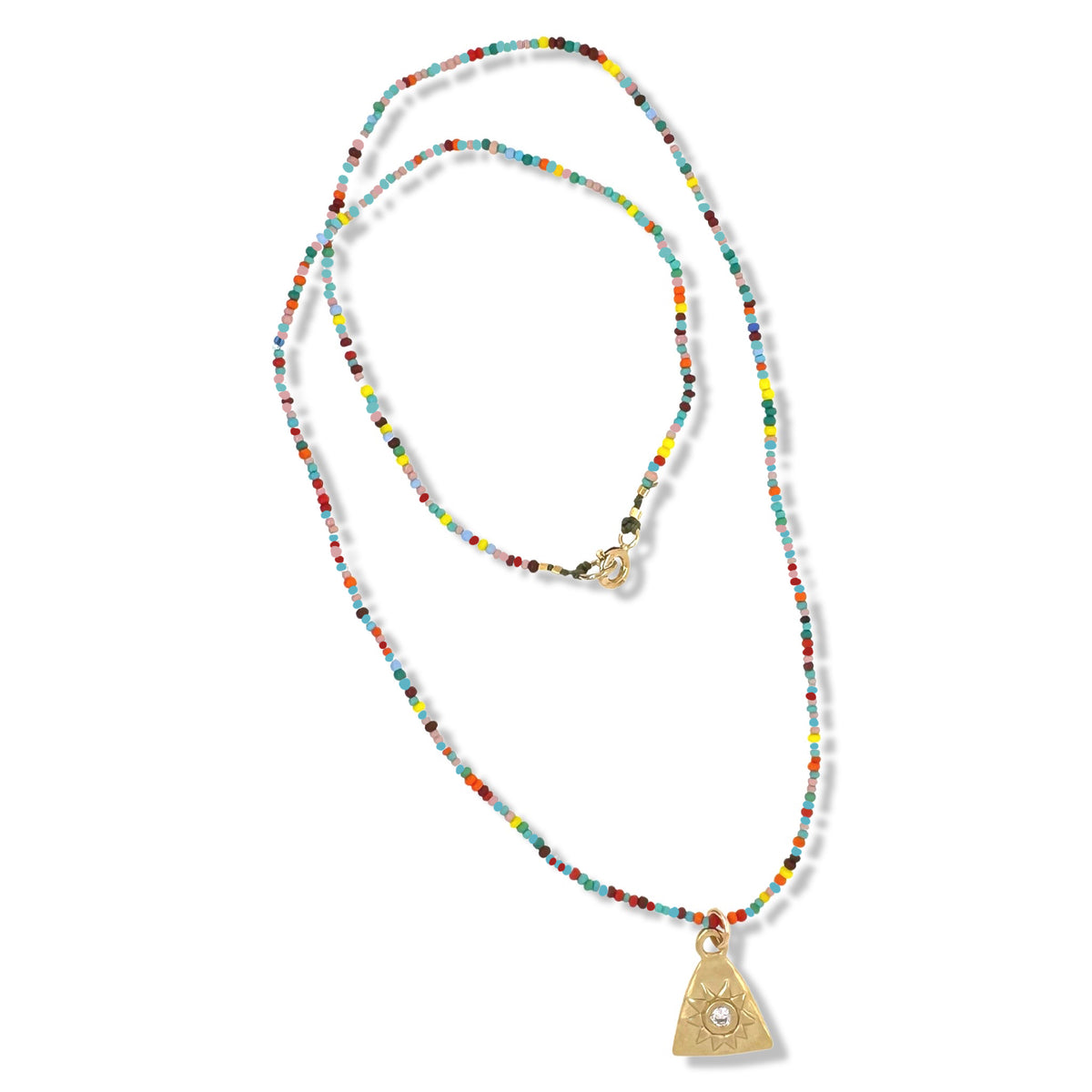 Danni Necklace in Gold on Multi Color Beads By Keely Smith Jewelry Designs