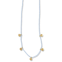Dot Necklace In Gold On Baby Blue Beads By Keely Smith Jewelry Designs