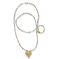 Essie Necklace in Gold On Multi Color Beaded Necklace By Keely Smith Designs