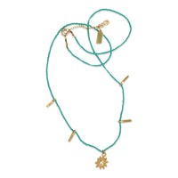 STAR FRINGE CHARM NECKLACE IN GOLD ON TURQUOISE BEADS