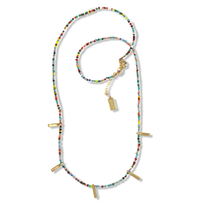 Fringe Charm Necklace On Multi Color Beads By Keely Smith Jewelry Designs