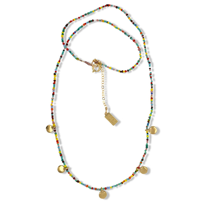 Dot Necklace In Gold On Multi Color Beads By Keely Smith Jewelry Designs