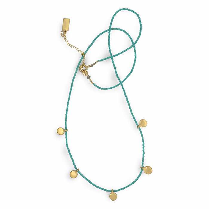 DOT NECKLACE IN GOLD ON TURQUOISE BEADS