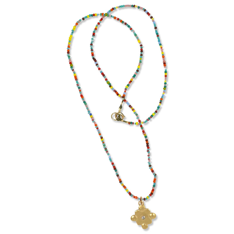 Khloe Necklace in Gold on Multi Color Beads