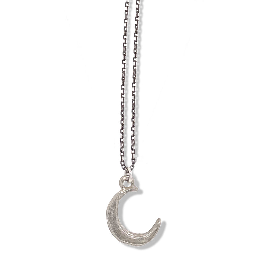 Large moon charm necklace in silver  by Keely Smith Jewelry Designs