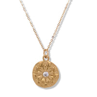 Mara necklace in gold with Moroccan style pattern by Keely Smith Jewelry Designs